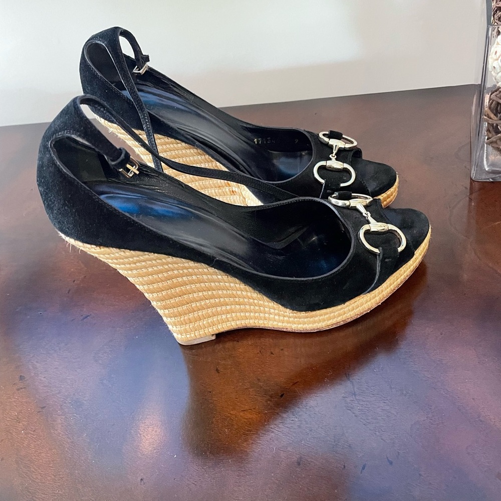 Black Gucci suede wedges!